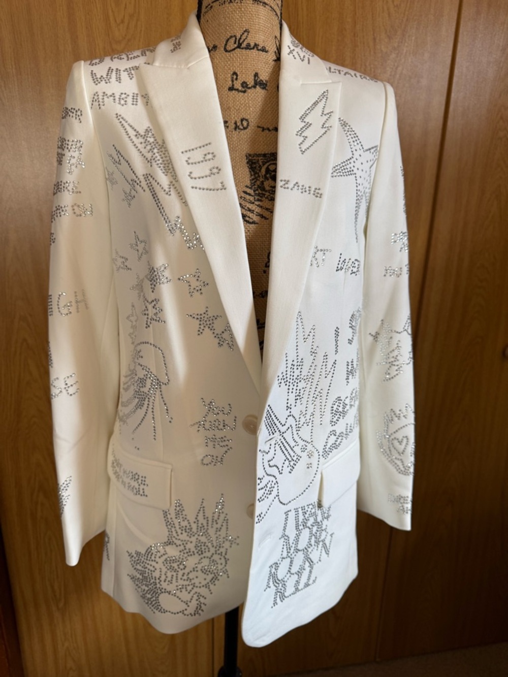 Zadig & Voltaire White Embellished Studded Blazer